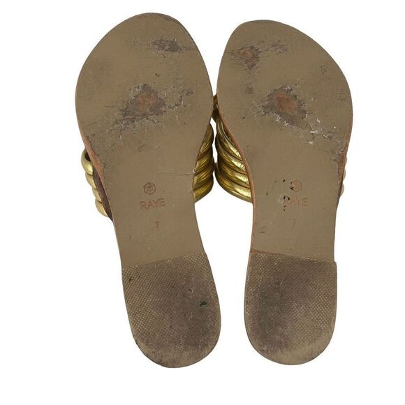 Raye Ziggy Gold Sandals Womens Size 7 Slip On Flats Metallic Open Toe goddess - Picture 8 of 13